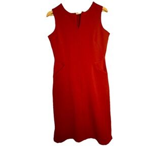 Betabrand Women's Size Large Dress Burnt Orange Sheath W/Pockets Stretch Comfort